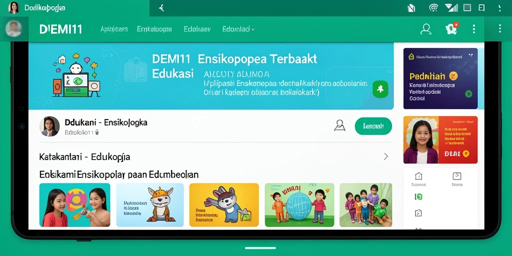 Antarmuka dan fitur utama aplikasi Ensiklopedia DEMI11.