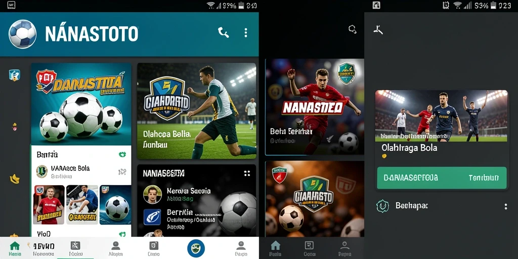 Antarmuka aplikasi NANASTOTO menampilkan berita olahraga bola terkini.