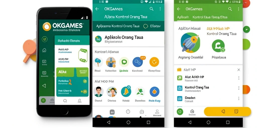 Tampilan antarmuka aplikasi Kontrol Orang Tua OKGAMES yang ramah pengguna.
