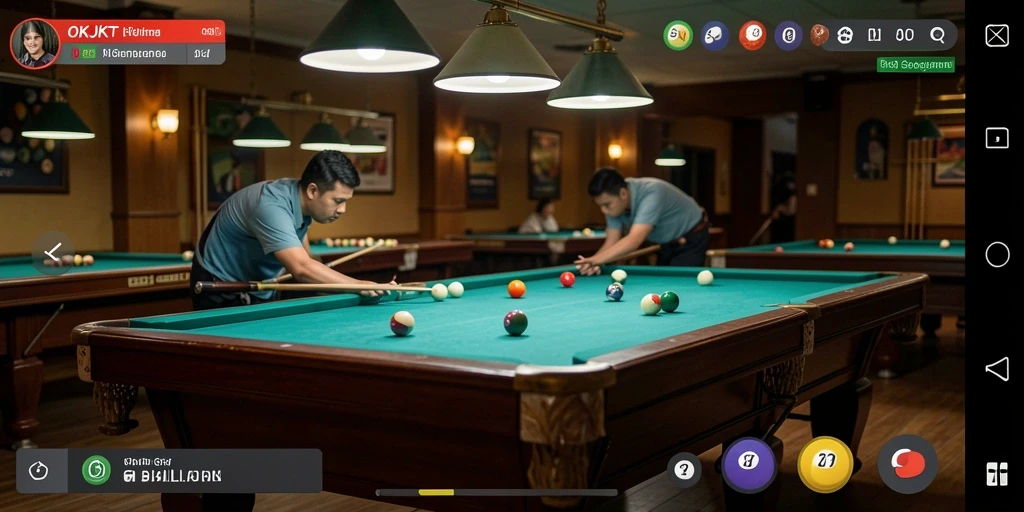 Antarmuka permainan billiard yang menarik dan intuitif.