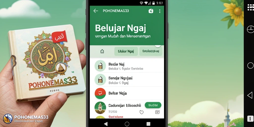 Antarmuka aplikasi POHONEMAS33 untuk Belajar Ngaji yang interaktif.