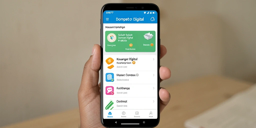 Tampilan antarmuka aplikasi Dompet Digital SR877 yang intuitif dan mudah digunakan.