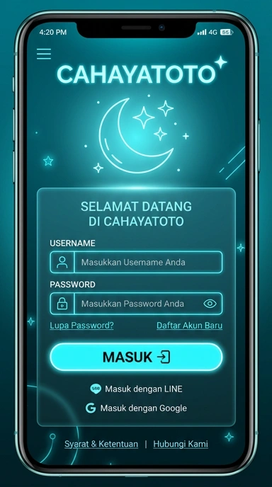 Tampilan halaman login cahayatoto