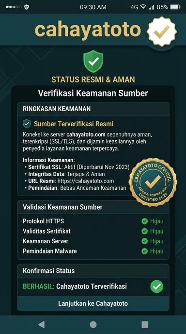 Tampilan kanal resmi cahayatoto